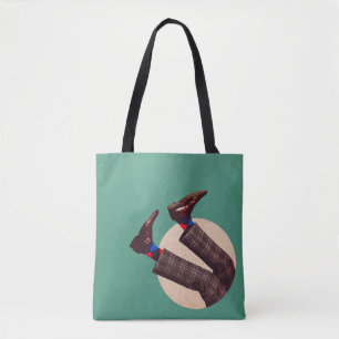 Tote Bag Pieds mâles empilés en rond sur pastel géométrique