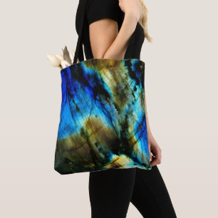 Tote Bag pierre de marbre turquoise turquoise indigo bleu a