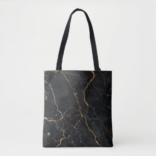 Tote Bag Pierre noire avec veines or et argent