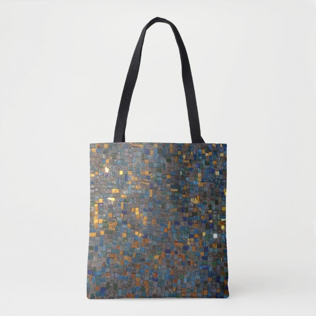 Tote Bag Pierres de mosaïque en bleu et or (Devant)