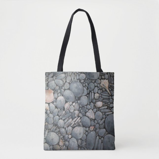 Tote Bag Pierres de plage Coques Galets Rochers Peinture Ar (Devant)