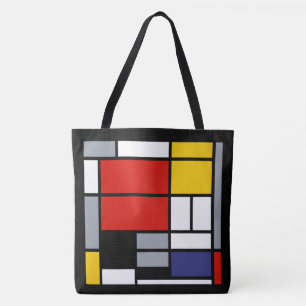 Tote Bag Piet Mondrian, composition avec grand plan rouge