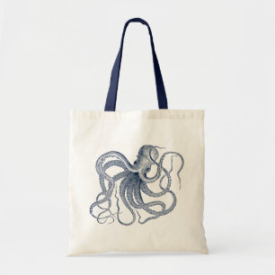Tote Bag Pieuvre bleue Vintage à vapeur