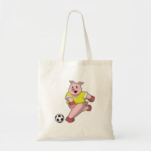 Tote Bag Pig comme joueur de football avec Soccer