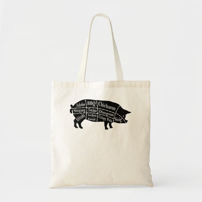 Tote Bag Pig Parts Alimentation philipino BBQ Pinoy Adobo P (Devant)