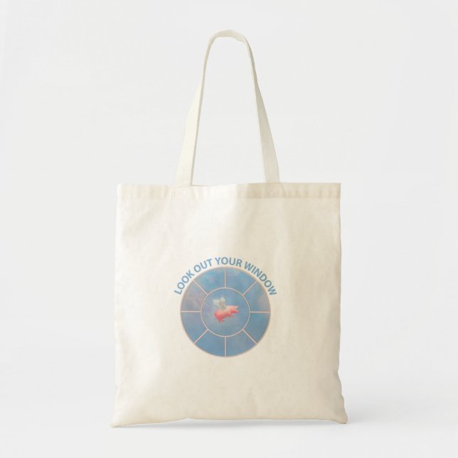 Tote Bag Pig Volant Regardez Votre Fenêtre (Devant)