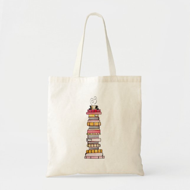 Tote Bag Pile de livre rose de limonade Fourre-tout (Devant)