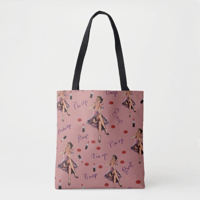 Tote Bag pin rose fille motif (Devant)