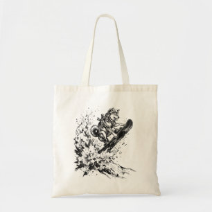 Tote Bag Pinceau Art Snowboard - Husky Chien Snowboarder
