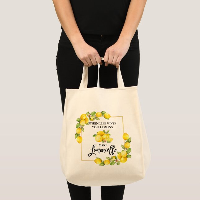 Tote Bag Pinceau Script Aquarelle Citrons Limoncello Épicer (Devant (produit))
