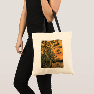 Tote Bag Pine Trees Red Sky Setting Soleil par Vincent van 