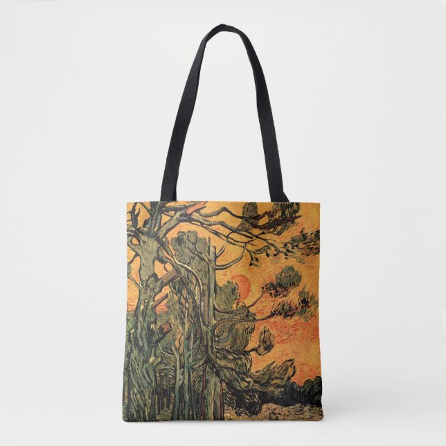Tote Bag Pine Trees Red Sky Setting Soleil par Vincent van  (Devant)