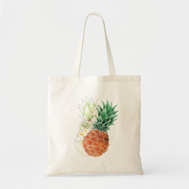 Tote Bag Pineapple, watercolor. (Devant)