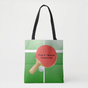 Tote Bag Ping Pong Table Tennis Design