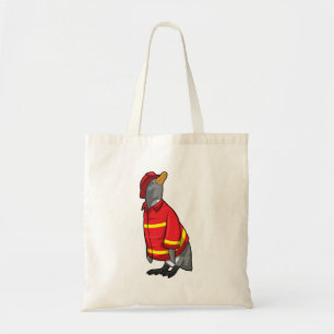 Tote Bag Pingouin as Firefighter with Helmet
