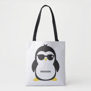 Tote Bag Pingouin cool de nom personnalisé