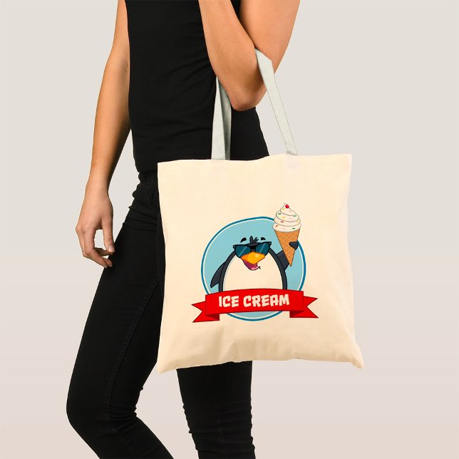 Tote Bag Pingouin cool tenant de la crème glacée (Créateur téléchargé)
