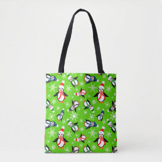 Tote Bag Pingouins d'hiver en Casquette