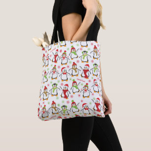Tote Bag Pingouins rouges et verts