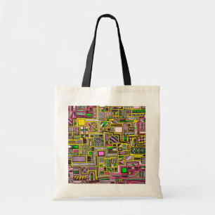 Tote Bag Pink and Yellow Geometric shapes pop art punk