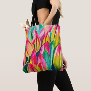 Tote Bag Pink aquarelle tulipe art