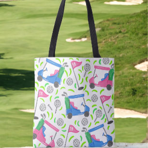 Tote Bag Pink Blue Green Golf Preppy