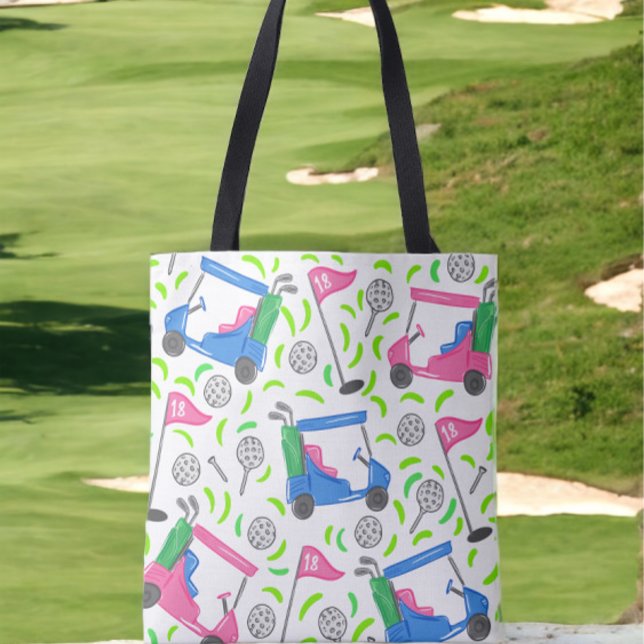 Tote Bag Pink Blue Green Golf Preppy (Créateur téléchargé)