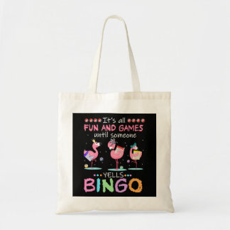 Tote Bag Pink Flamingo Bingo Funny Venin Art