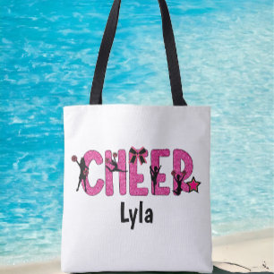 Tote Bag Pink Glitter Cheerleader Cheerleader Cheer Personn