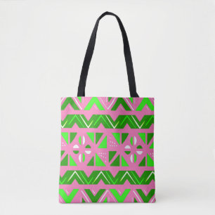 Tote Bag Pink & Green African Pattern