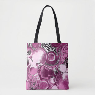 Tote Bag Pink, Magenta et Black Fluid Art Pour Peinture