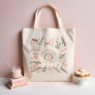 Tote Bag Pink & Olive Green Baking & Cuisine Ustensiles Bou