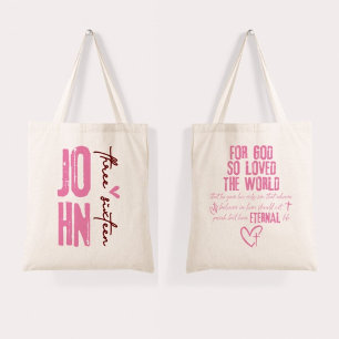Tote Bag PInk Pour Dieu si aimé le monde   La Bible Jean 3: