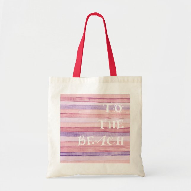 Tote Bag Pink Purple Stripes Coucher de soleil vacances d'é (Devant)