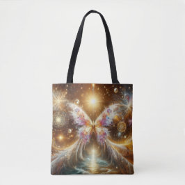 Tote Bag Pink Vibrant Celestial Butterfly