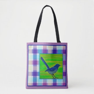 Tote Bag Piñon à plaid violet Fourre-tout