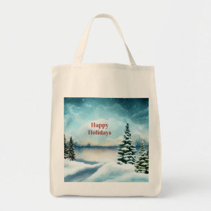 Tote Bag Pins enneigés près d'un lac       