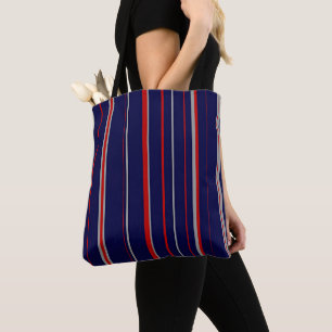 Tote Bag Pinstripes, couleurs rouge, marine, gris