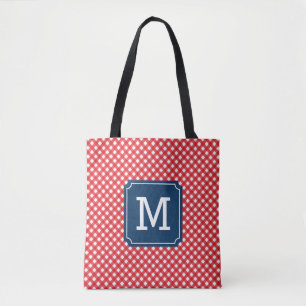 Tote Bag Pique-nique Rouge En vichy Nom personnalisé Monog