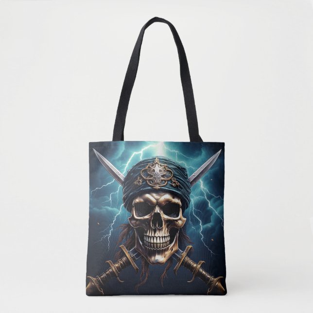Tote Bag Pirate crâne avec épées Fourre-tout (Devant)