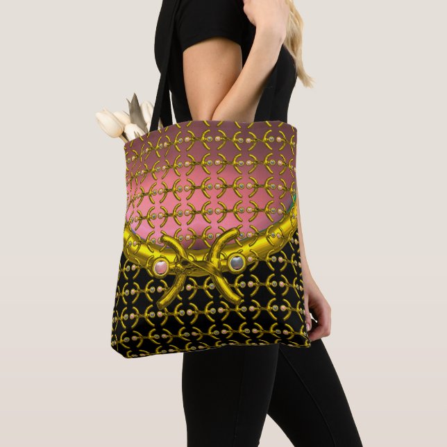 Tote Bag PISCES OR ZODIAC BIJOUX D'ANNIVERSAIRE, PEARLS ros (De près)