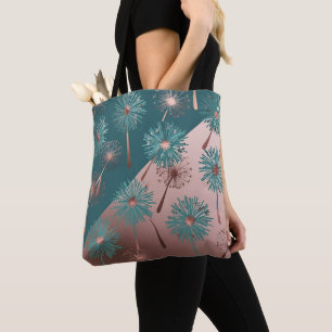 Tote Bag Pissenlits turquoise et cuivre