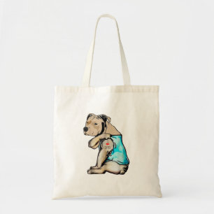 Tote Bag Pitbull Chien J'aime Papa Tatouage Drôle Famille