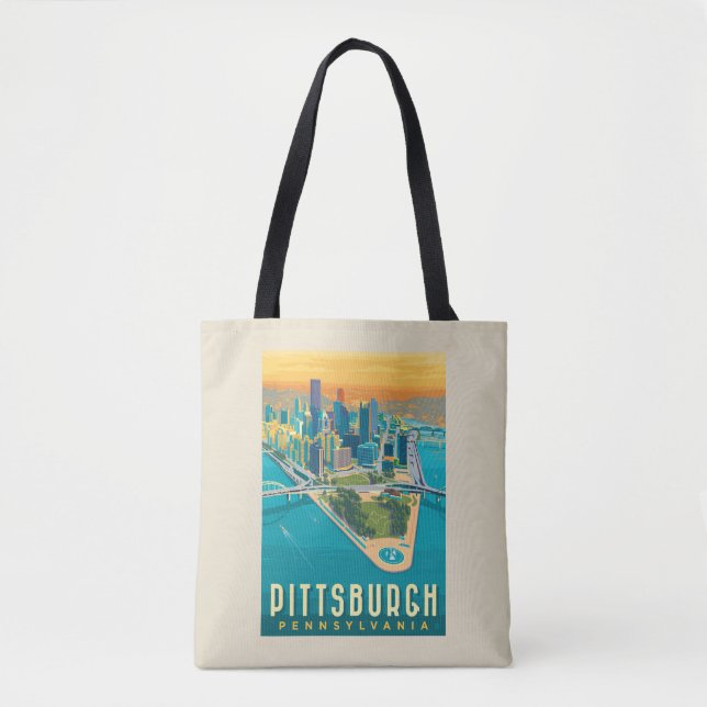 Tote Bag Pittsburgh, PA | Vue oeil d'oiseau (Devant)