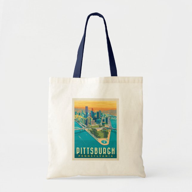 Tote Bag Pittsburgh, PA | Vue oeil d'oiseau (Devant)