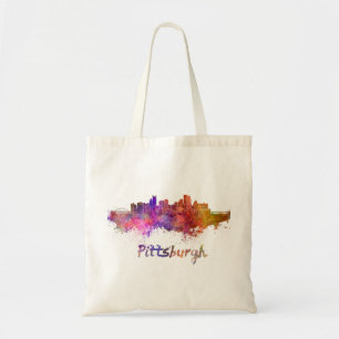 Tote Bag Pittsburgh skyline in watercolor
