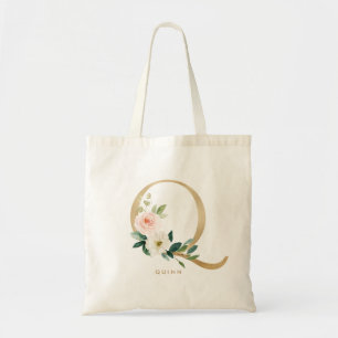 Tote Bag Pivoine Floral Lettre Q Monogramme Demoiselle d'Ho