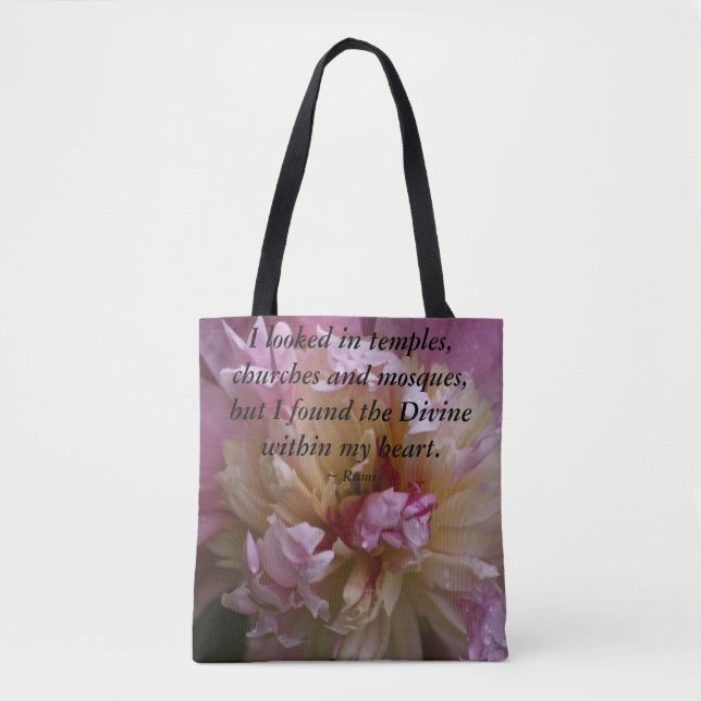 Tote Bag Pivoine rose… j'ai trouvé le divin (Devant)