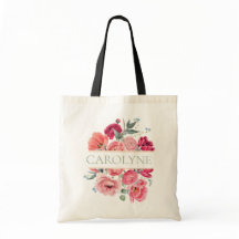 Pivoines françaises roses Monogramme de demoiselle