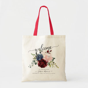 Tote Bag Pivoines Marsala Blush Poussiéreux Fleurs Aquarell